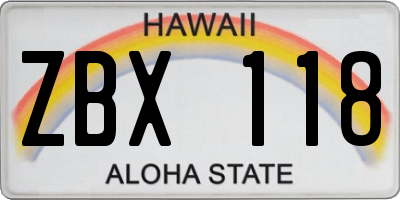 HI license plate ZBX118