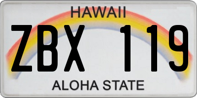 HI license plate ZBX119