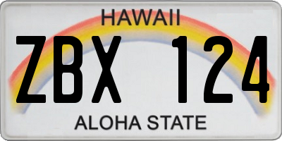 HI license plate ZBX124