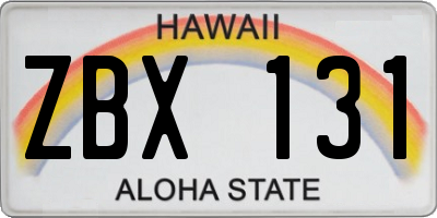 HI license plate ZBX131