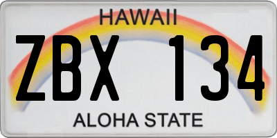 HI license plate ZBX134