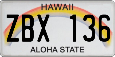 HI license plate ZBX136