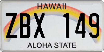 HI license plate ZBX149