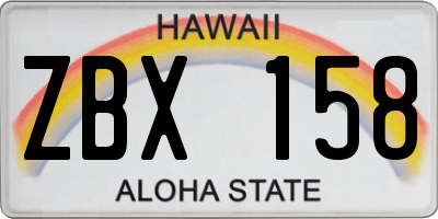 HI license plate ZBX158