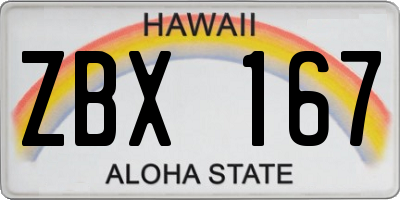 HI license plate ZBX167