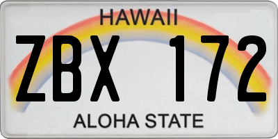 HI license plate ZBX172