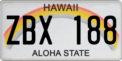 HI license plate ZBX188