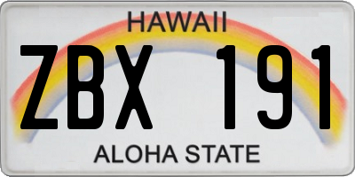 HI license plate ZBX191