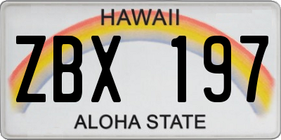 HI license plate ZBX197