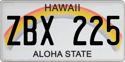 HI license plate ZBX225