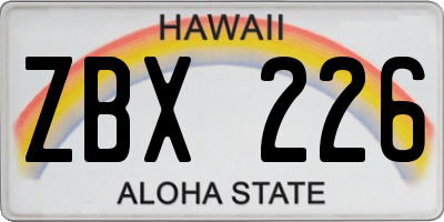 HI license plate ZBX226