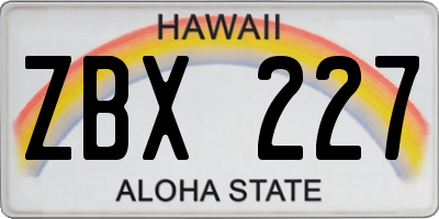HI license plate ZBX227
