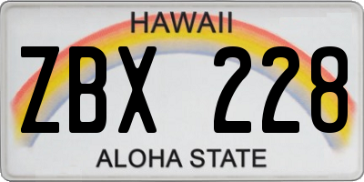 HI license plate ZBX228
