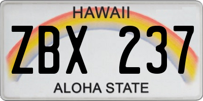HI license plate ZBX237