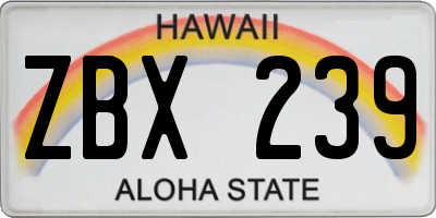 HI license plate ZBX239