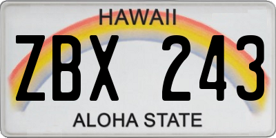 HI license plate ZBX243