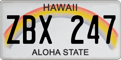 HI license plate ZBX247