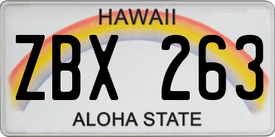 HI license plate ZBX263