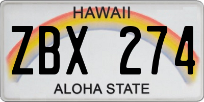 HI license plate ZBX274