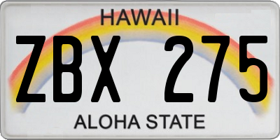 HI license plate ZBX275