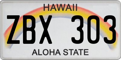 HI license plate ZBX303