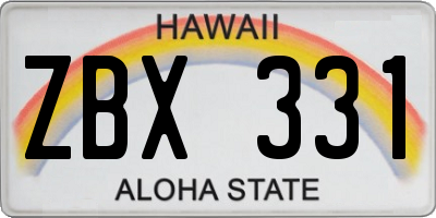 HI license plate ZBX331