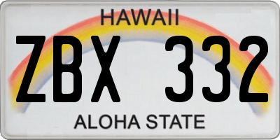 HI license plate ZBX332