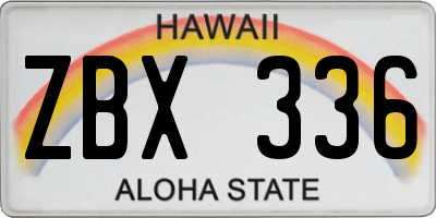 HI license plate ZBX336