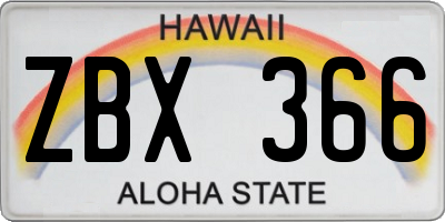 HI license plate ZBX366