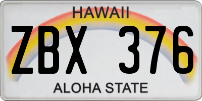HI license plate ZBX376