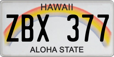 HI license plate ZBX377