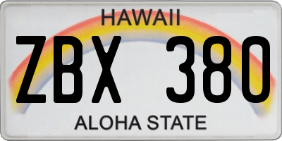 HI license plate ZBX380