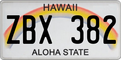 HI license plate ZBX382