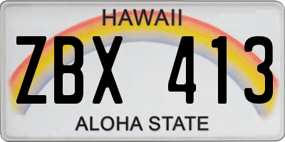 HI license plate ZBX413