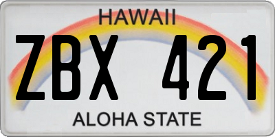 HI license plate ZBX421