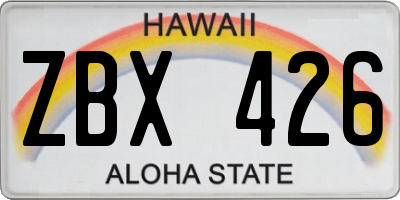 HI license plate ZBX426
