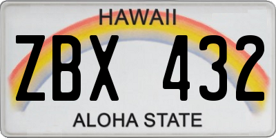 HI license plate ZBX432