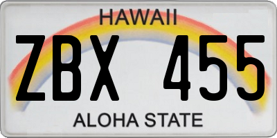 HI license plate ZBX455