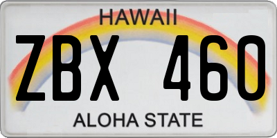 HI license plate ZBX460