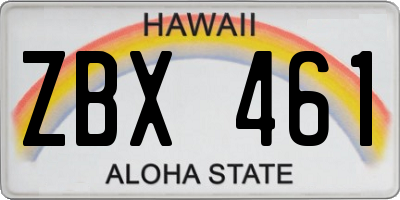 HI license plate ZBX461