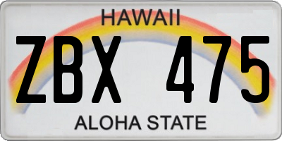 HI license plate ZBX475