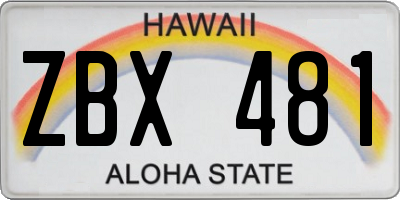 HI license plate ZBX481