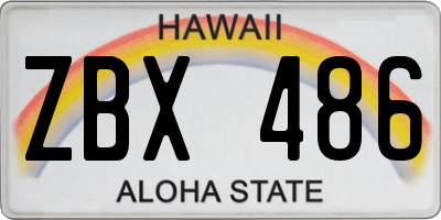 HI license plate ZBX486