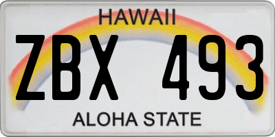 HI license plate ZBX493