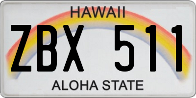 HI license plate ZBX511