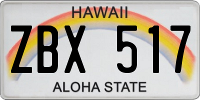 HI license plate ZBX517