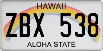 HI license plate ZBX538