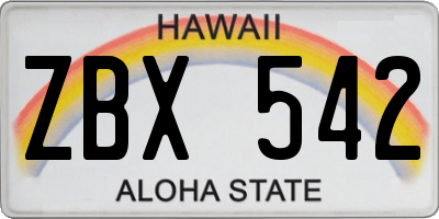 HI license plate ZBX542