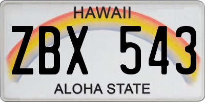 HI license plate ZBX543