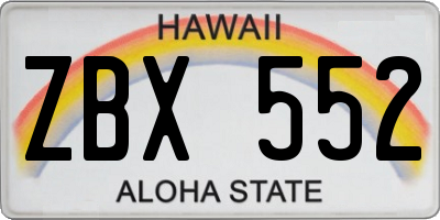 HI license plate ZBX552